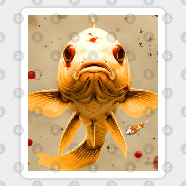 Koi Pond: Ginrin Chagoi Koi Prosperity, Good Luck, and Beauty on a Dark Background Magnet by Puff Sumo